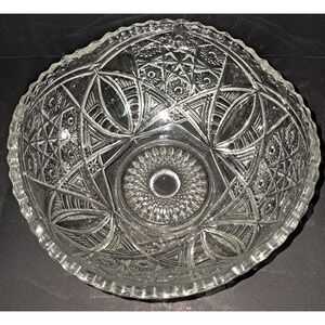 Mckee Sunbeam Glass Serving Bowl‎ EAPG Pressed Glass, Sawtooth Rim